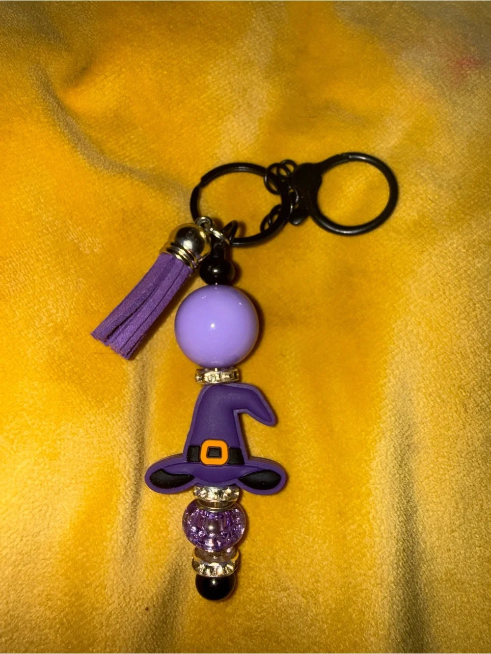 Purple Witch Hat Keychain Charm with Tassel